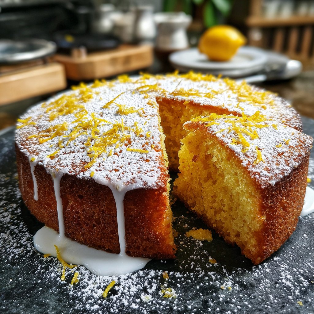 Zitronenkuchen mit Puderzucker