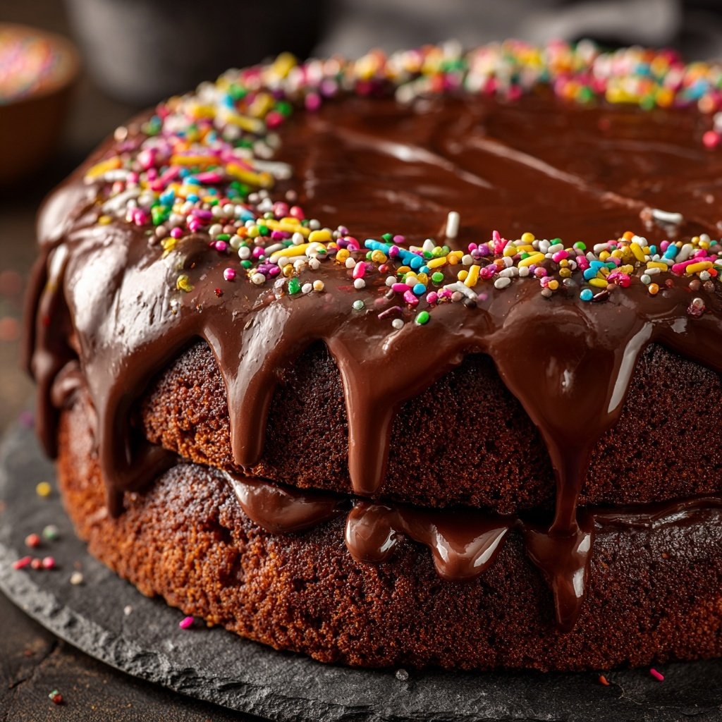 Geburtstagskuchen mit Schokoglasur