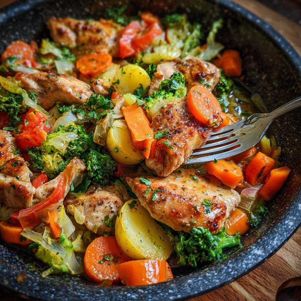 Kalorienarme Gemüsepfanne Mit Hähnchen
