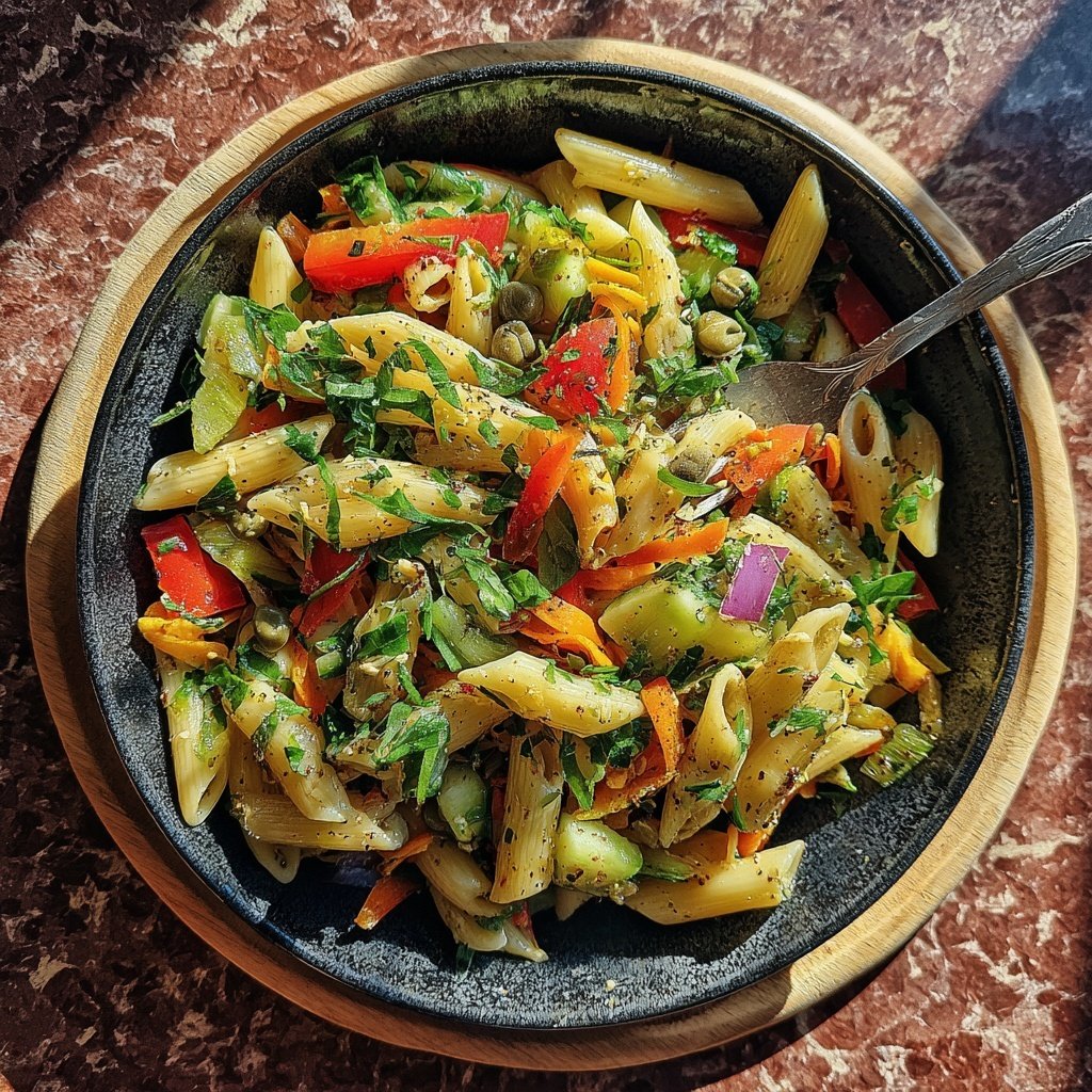 Mediterraner Nudelsalat Mit Kapern