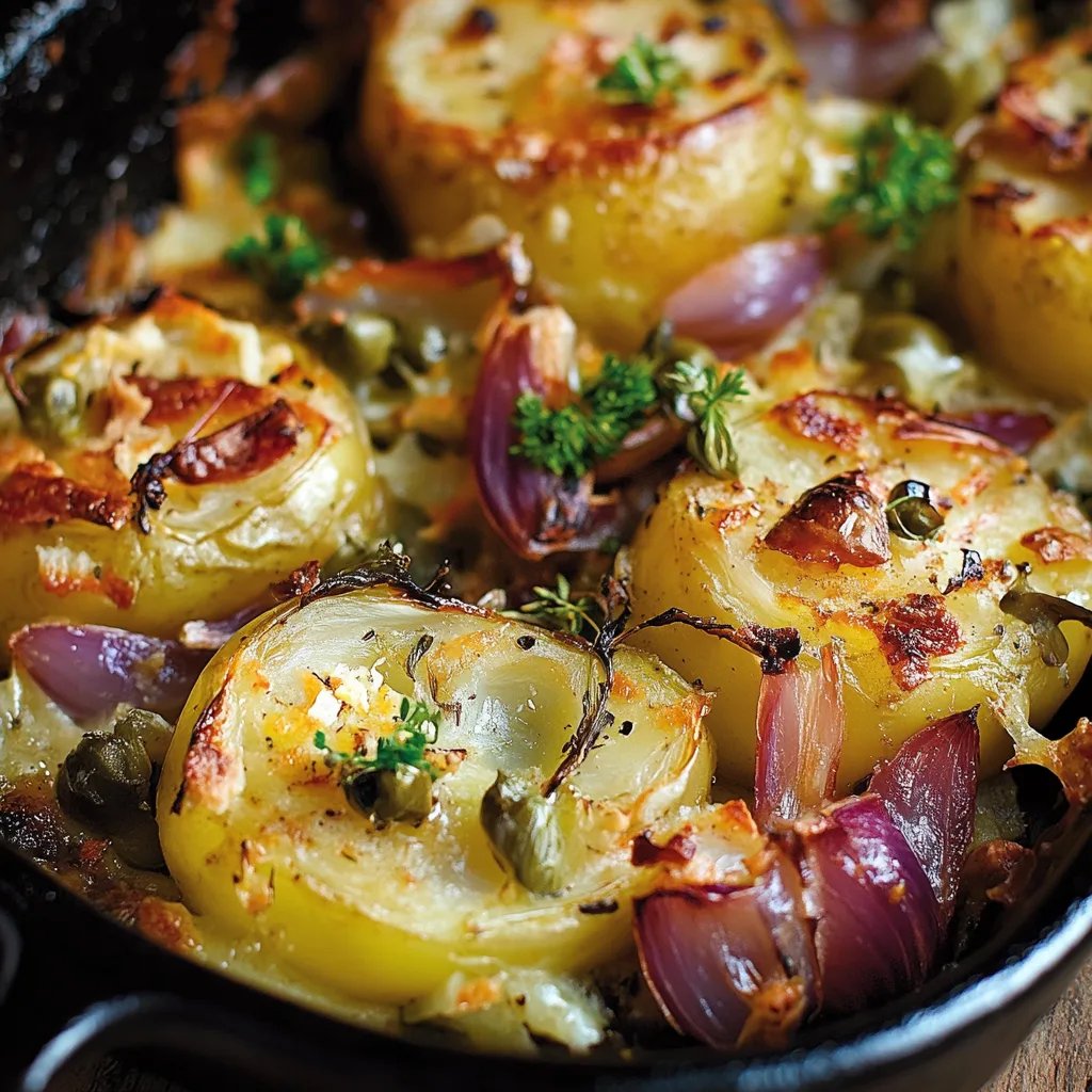 Kartoffel-Rosenkohl-Auflauf mit Speck